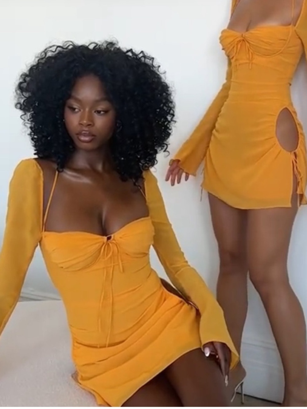 House of CB Baby Halter Long Sleeve Minidress